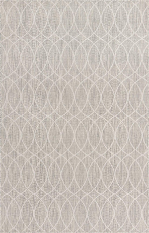Unique Loom Outdoor Trellis Gitter Machine Made Trellis Rug Light Gray, Ivory 5' 3" x 8' 0"