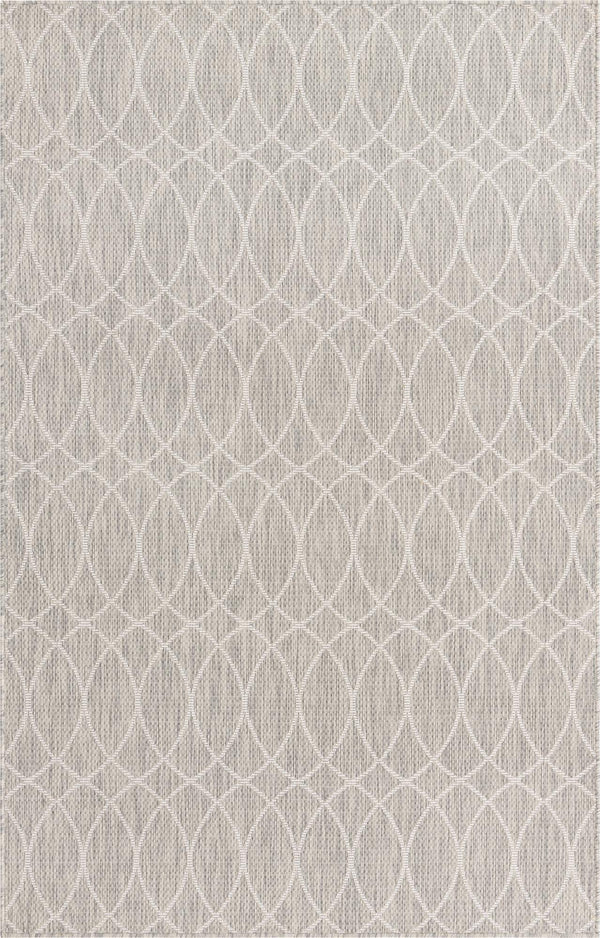 Unique Loom Outdoor Trellis Gitter Machine Made Trellis Rug Light Gray, Ivory 5' 3" x 8' 0"