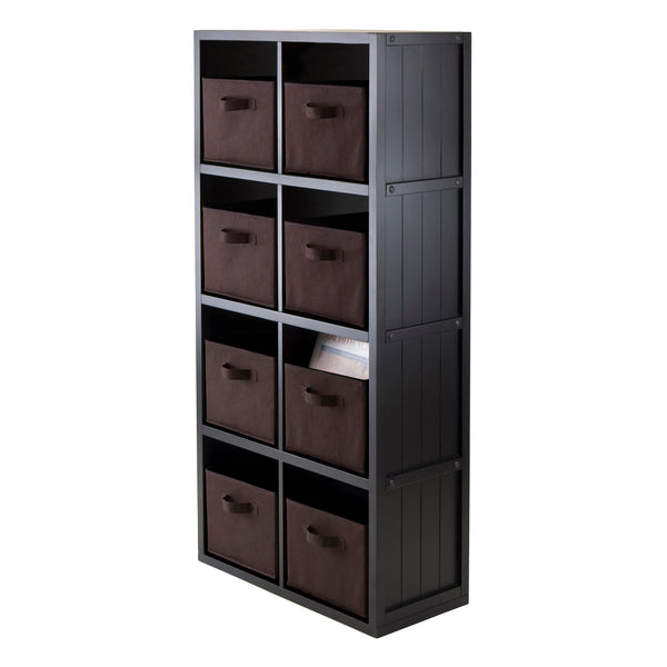 Winsome Wood Timothy 9-piece 4x2 Storage Shelf With 8 Foldable Baskets – Stylish Organization For Any Room! Black Composite Wood 20832-winsome-wood