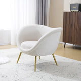 Christopher Knight Home® - Noble House - - Modern Accent Chair For Living Room, Lounge Chair For Bedroom With Gold Metal Legs, Vanity Chair For Makeup Room, Teddy Velvet, Cream White