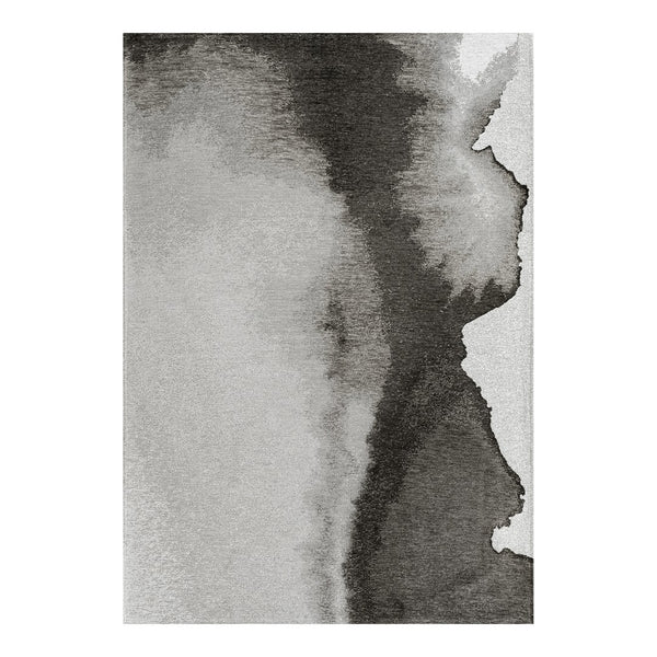 Louis de Poortere Meditation Collection Abstract Ink Blot Area Rug Coastal Teal for Serene Living Spaces Black Shadow 9'2 x 12'10 120303
