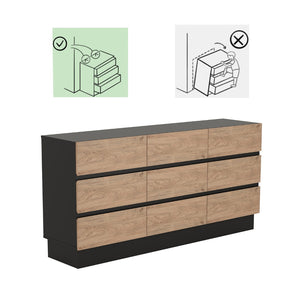 English Elm Modern Nine Drawer Wooden Dresser Wide Storage Chest for Bedroom or Entryway B2770P494900