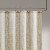 Madison Park Odette Traditional Jacquard Shower Curtain MP70-8084 Tan/Ivory