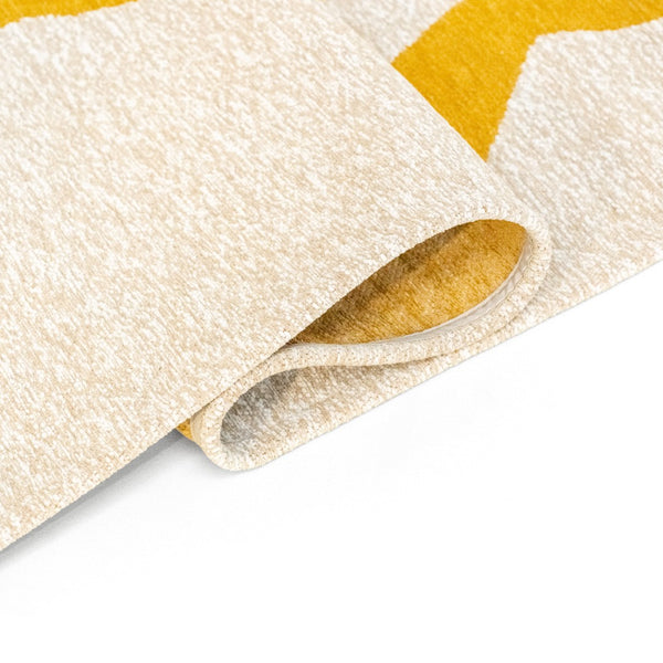 Louis de Poortere Craft Collection Ribbon Calligraphy Inspired Area Rug Bold Textured Pile for Living Rooms Pure Yellow 7'9 x 11'2 120315