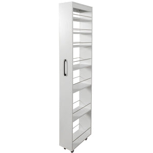 English Elm 7 Tier Rolling Slim Kitchen Organizer with Open Shelves and Casters for Narrow Spaces W331P374571