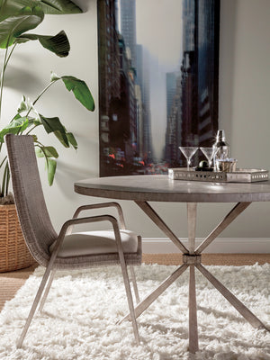 Lexington Artistica Home Iteration Round Dining Table - Exquisite Mahogany Starburst Top With Antiqued Silver Iron Base Gray Wood 2085-870c