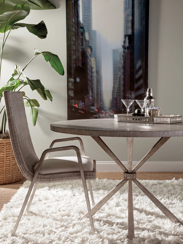 Lexington Artistica Home Iteration Round Dining Table - Exquisite Mahogany Starburst Top With Antiqued Silver Iron Base Gray Wood 2085-870c