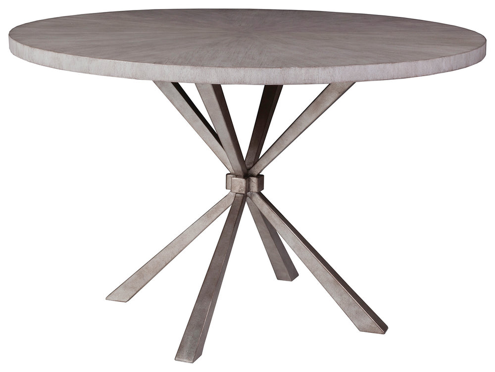 Lexington Artistica Home Iteration Round Dining Table - Exquisite Mahogany Starburst Top With Antiqued Silver Iron Base Gray Wood 2085-870c
