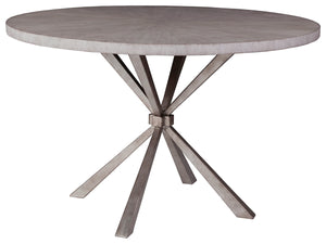 Lexington Artistica Home Iteration Round Dining Table - Exquisite Mahogany Starburst Top With Antiqued Silver Iron Base Gray Wood 2085-870c