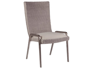 Lexington Artistica Home Iteration Side Chair - Exquisite Woven Wicker On Iron Frame, Antiqued Silver Leaf Finish, Modern Elegance Gray Wood 2085-880-01