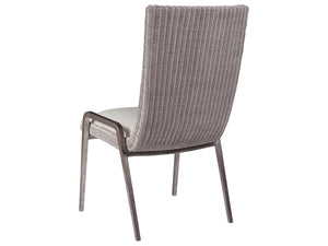 Lexington Artistica Home Iteration Side Chair - Exquisite Woven Wicker On Iron Frame, Antiqued Silver Leaf Finish, Modern Elegance Gray Wood 2085-880-01