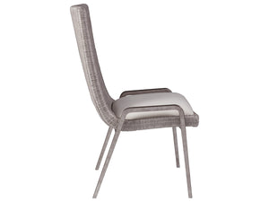 Lexington Artistica Home Iteration Side Chair - Exquisite Woven Wicker On Iron Frame, Antiqued Silver Leaf Finish, Modern Elegance Gray Wood 2085-880-01