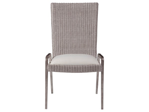 Lexington Artistica Home Iteration Side Chair - Exquisite Woven Wicker On Iron Frame, Antiqued Silver Leaf Finish, Modern Elegance Gray Wood 2085-880-01