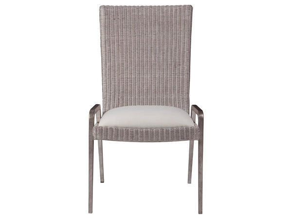 Lexington Artistica Home Iteration Side Chair - Exquisite Woven Wicker On Iron Frame, Antiqued Silver Leaf Finish, Modern Elegance Gray Wood 2085-880-01