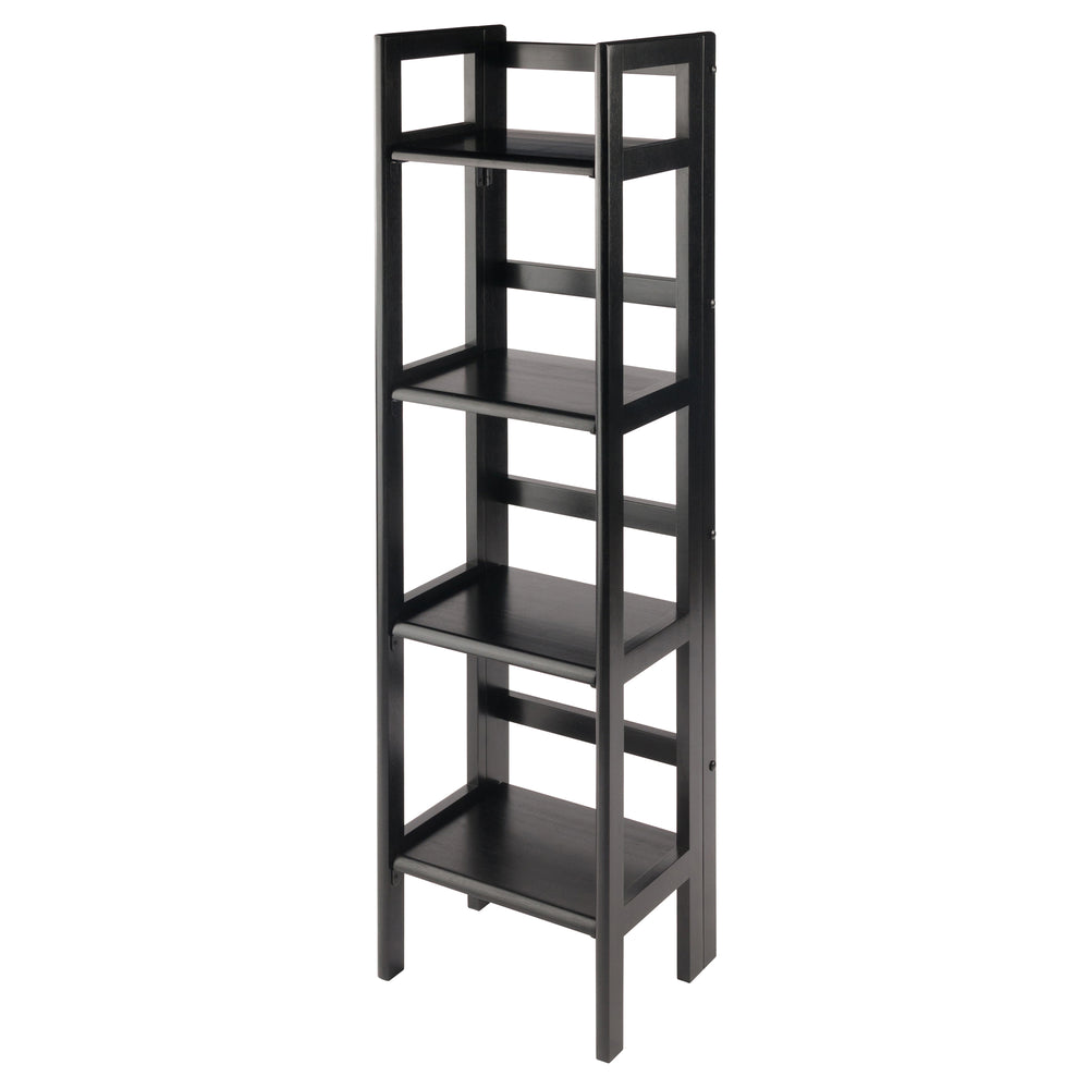 Winsome Wood Terry 4-tier Foldable Shelf In Black - Space-saving Storage Solution For Small Homes & Offices Black Solid Wood 20852-winsome-wood