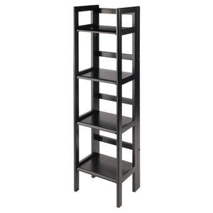 Winsome Wood Terry 4-tier Foldable Shelf In Black - Space-saving Storage Solution For Small Homes & Offices Black Solid Wood 20852-winsome-wood