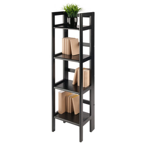 Winsome Wood Terry 4-tier Foldable Shelf In Black - Space-saving Storage Solution For Small Homes & Offices Black Solid Wood 20852-winsome-wood