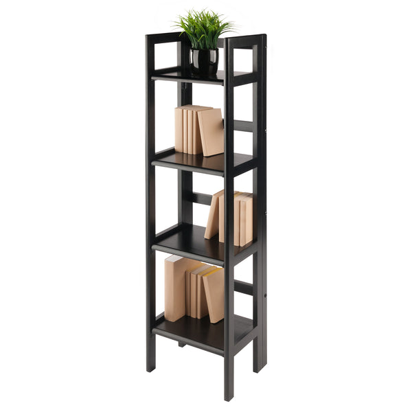 Winsome Wood Terry 4-tier Foldable Shelf In Black - Space-saving Storage Solution For Small Homes & Offices Black Solid Wood 20852-winsome-wood