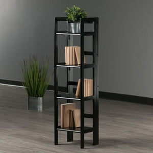 Winsome Wood Terry 4-tier Foldable Shelf In Black - Space-saving Storage Solution For Small Homes & Offices Black Solid Wood 20852-winsome-wood