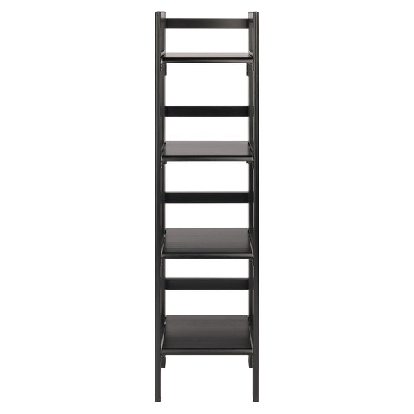 Winsome Wood Terry 4-tier Foldable Shelf In Black - Space-saving Storage Solution For Small Homes & Offices Black Solid Wood 20852-winsome-wood