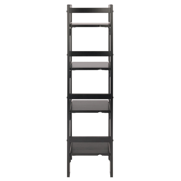 Winsome Wood Terry 4-tier Foldable Shelf In Black - Space-saving Storage Solution For Small Homes & Offices Black Solid Wood 20852-winsome-wood