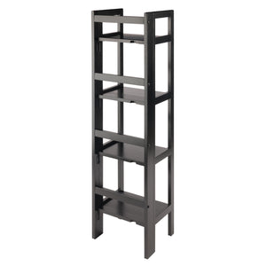 Winsome Wood Terry 4-tier Foldable Shelf In Black - Space-saving Storage Solution For Small Homes & Offices Black Solid Wood 20852-winsome-wood