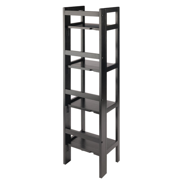 Winsome Wood Terry 4-tier Foldable Shelf In Black - Space-saving Storage Solution For Small Homes & Offices Black Solid Wood 20852-winsome-wood