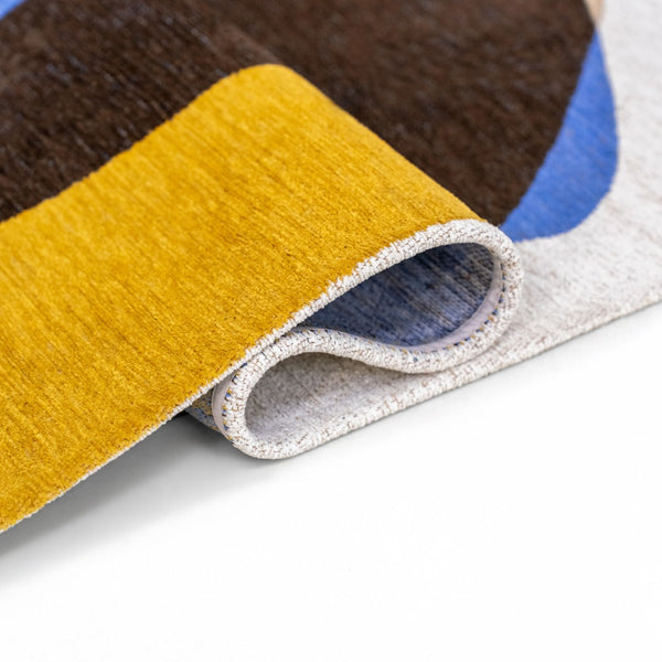 Louis de Poortere Gallery Collection Stones Low Pile Area Rug with Organic Pebble Pattern for Modern Interiors Sunny Blue 5'7 x 7'10 120251