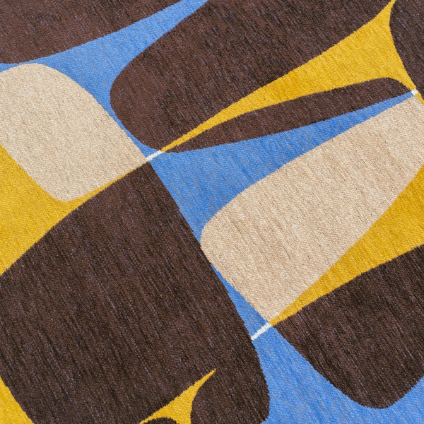 Louis de Poortere Gallery Collection Stones Low Pile Area Rug with Organic Pebble Pattern for Modern Interiors Sunny Blue 5'7 x 7'10 120251