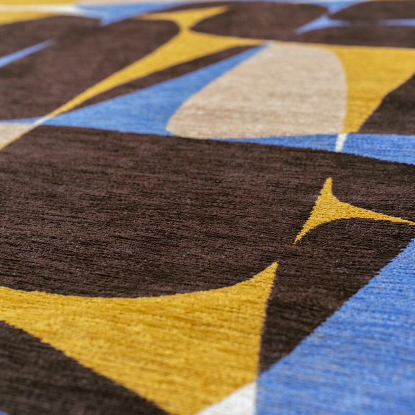 Louis de Poortere Gallery Collection Stones Low Pile Area Rug with Organic Pebble Pattern for Modern Interiors Sunny Blue 5'7 x 7'10 120251