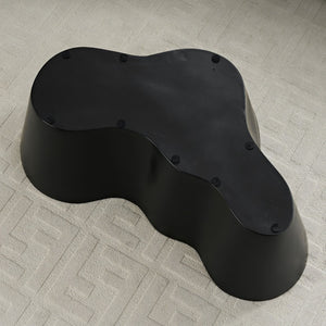 English Elm 50 Inch Sculptural Fiberglass Coffee Table Gloss Black Organic Shape for Living Room W876P400326
