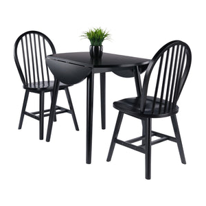 Winsome Wood Moreno 3-piece Dining Set: Stylish Drop Leaf Table & Classic Windsor Chairs For Small Spaces Black Solid ,Composite Wood 20867-winsome-wood