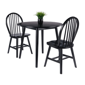 Winsome Wood Moreno 3-piece Dining Set: Stylish Drop Leaf Table & Classic Windsor Chairs For Small Spaces Black Solid ,Composite Wood 20867-winsome-wood