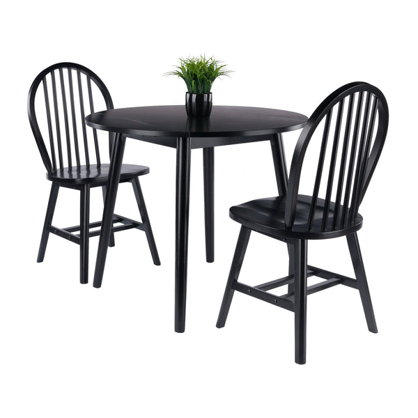 Winsome Wood Moreno 3-piece Dining Set: Stylish Drop Leaf Table & Classic Windsor Chairs For Small Spaces Black Solid ,Composite Wood 20867-winsome-wood