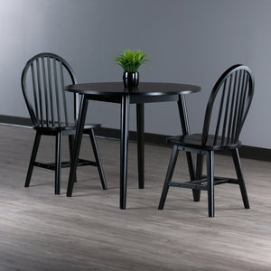 Winsome Wood Moreno 3-piece Dining Set: Stylish Drop Leaf Table & Classic Windsor Chairs For Small Spaces Black Solid ,Composite Wood 20867-winsome-wood