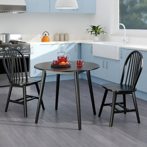 Winsome Wood Moreno 3-piece Dining Set: Stylish Drop Leaf Table & Classic Windsor Chairs For Small Spaces Black Solid ,Composite Wood 20867-winsome-wood