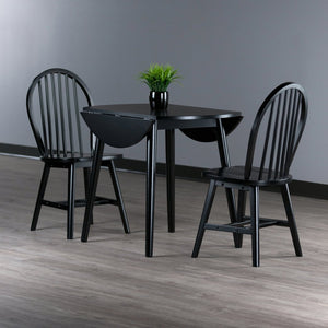Winsome Wood Moreno 3-piece Dining Set: Stylish Drop Leaf Table & Classic Windsor Chairs For Small Spaces Black Solid ,Composite Wood 20867-winsome-wood