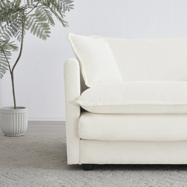 English Elm Accent Armchair Set of Two Chenille Upholstered with Toss Pillow Solid Wood Frame W714S00546
