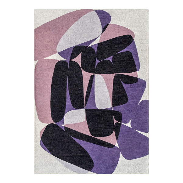 Louis de Poortere Gallery Collection Stones Low Pile Area Rug with Organic Pebble Pattern for Modern Interiors Eclipse 4'7 x 6'7 120256