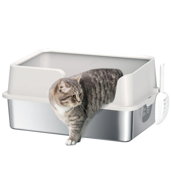 English Elm Pet Feeder Storage Cabinet with Raised Bowls Tempered Glass Door and White Mdf Build T3971P404497