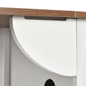 English Elm K&K 55.5" Farmhouse Kitchen Island with Sliding Barn Door, Drop Leaf, Charging Station, Wheels White N707P288229W