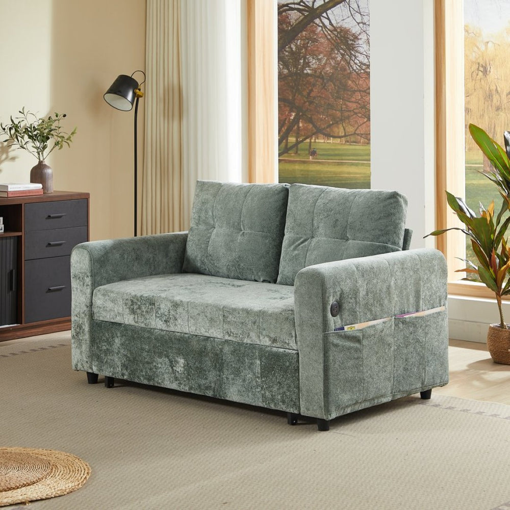 English Elm Modern Chenille Tufted Sleeper Sofa with Usb Port and Storage for Guest Rooms W1183S00024