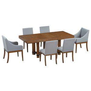 English Elm Topmax Rustic Acacia Extendable Dining Set Seats Eight with Upholstered Chairs SP000064AAD