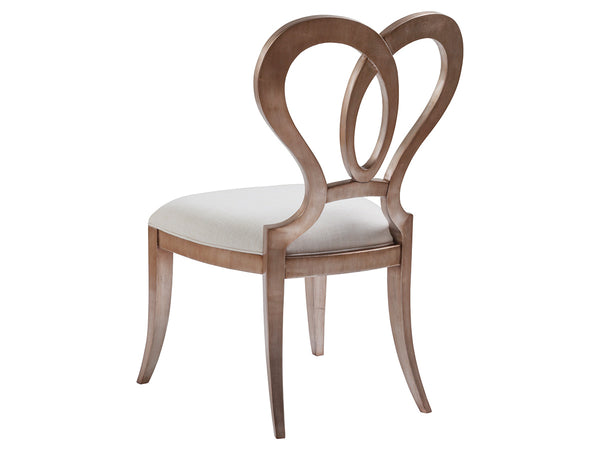 Lexington Artistica Home Melody Side Chair - Exquisite Mahogany Frame In Silver Leaf With Luxurious Linen Upholstery - Signature Design Silver Leaf Wood 2087-880-01