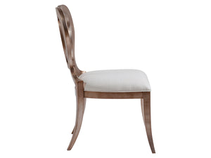 Lexington Artistica Home Melody Side Chair - Exquisite Mahogany Frame In Silver Leaf With Luxurious Linen Upholstery - Signature Design Silver Leaf Wood 2087-880-01