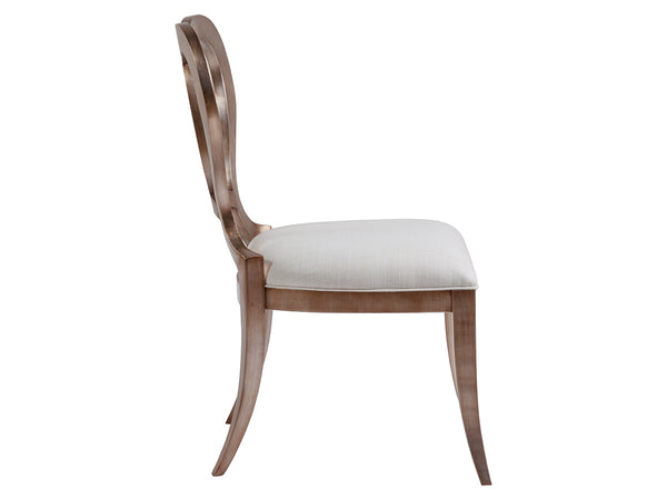 Lexington Artistica Home Melody Side Chair - Exquisite Mahogany Frame In Silver Leaf With Luxurious Linen Upholstery - Signature Design Silver Leaf Wood 2087-880-01