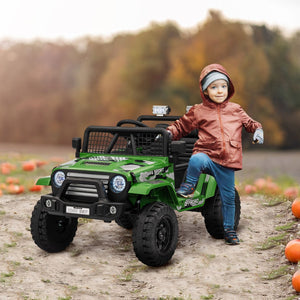 English Elm Qaba 12v Toddler Electric Motorcycle with Twist Throttle Rear Suspension Training Wheels Green W2225P249878