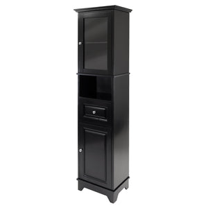 Winsome Wood Alps Versatile Tall Storage Cabinet In Black – Stylish Organization With Adjustable Shelves & Glass Doors Black Solid ,Composite Wood 20871-winsome-wood