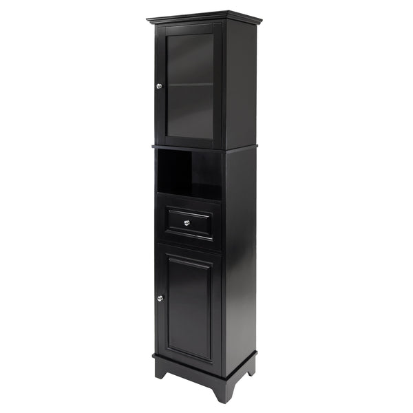 Winsome Wood Alps Versatile Tall Storage Cabinet In Black – Stylish Organization With Adjustable Shelves & Glass Doors Black Solid ,Composite Wood 20871-winsome-wood