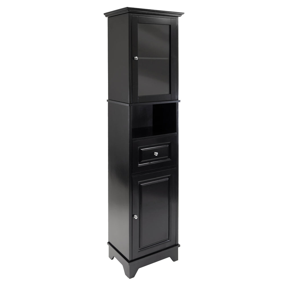 Winsome Wood Alps Versatile Tall Storage Cabinet In Black – Stylish Organization With Adjustable Shelves & Glass Doors Black Solid ,Composite Wood 20871-winsome-wood